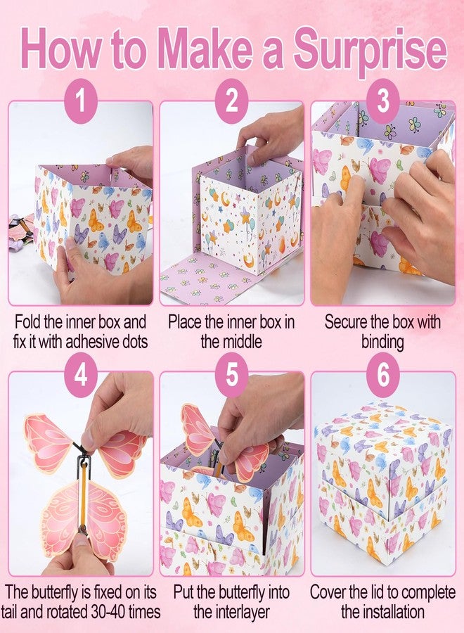 JIABEIUS Flying Butterfly Explosion Gift Box, Pop Out Surprise Gift Box with Card, DIY Exploding Fantasy Boxes for Mother's Day, Graduation, Birthdays, Wedding, Christmas - Image 5